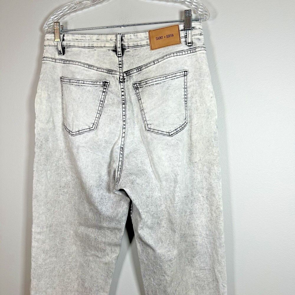 Saint + Sofia Size 32 Gray Light Wash Pixie Pleat… - image 4